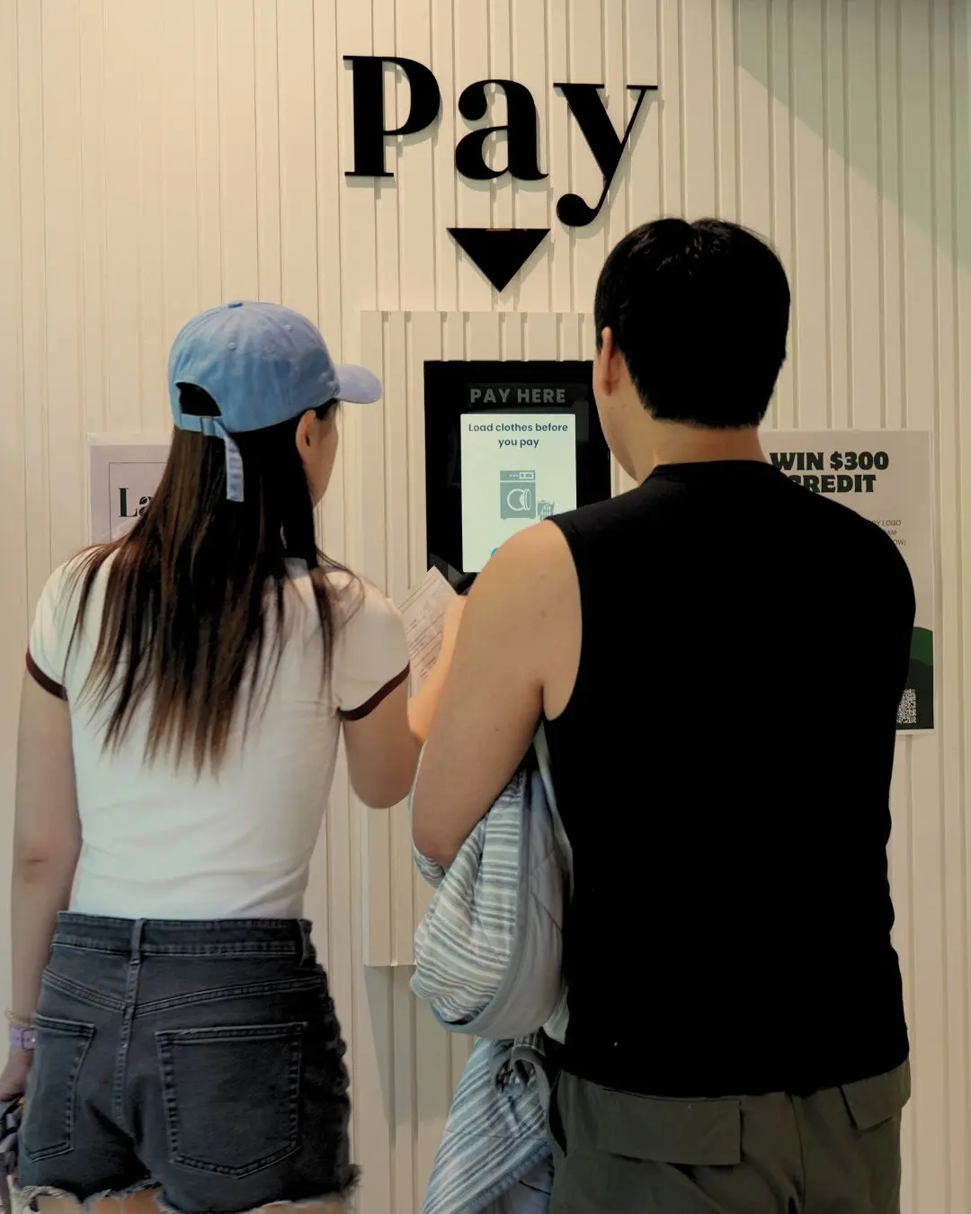 Paying at the kiosk or scanning the QR code